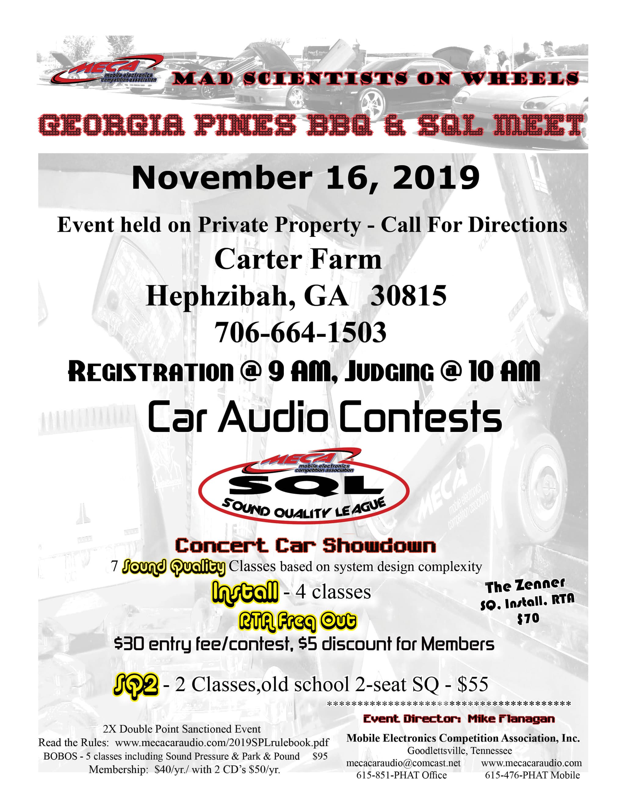 Georgia Pines BBQ & SQL Meet Flyer