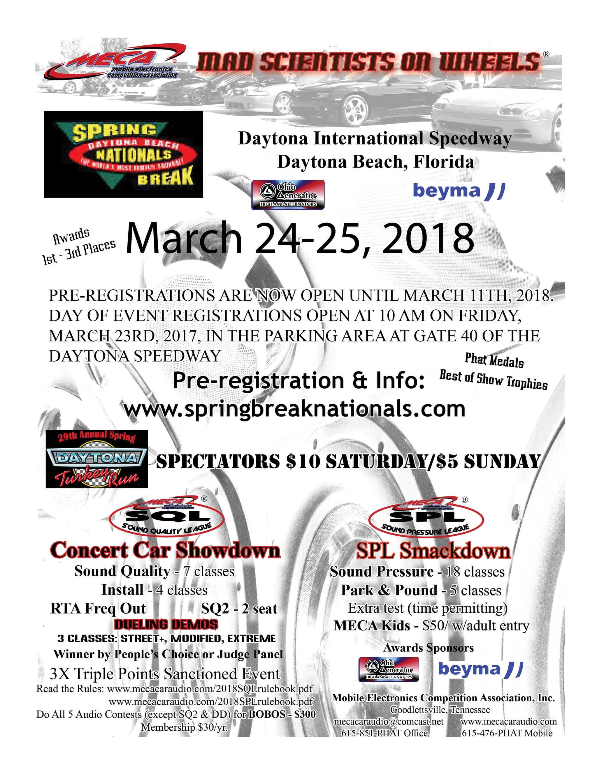 Spring Break Nationals at the Turkey Run Car Show Flyer