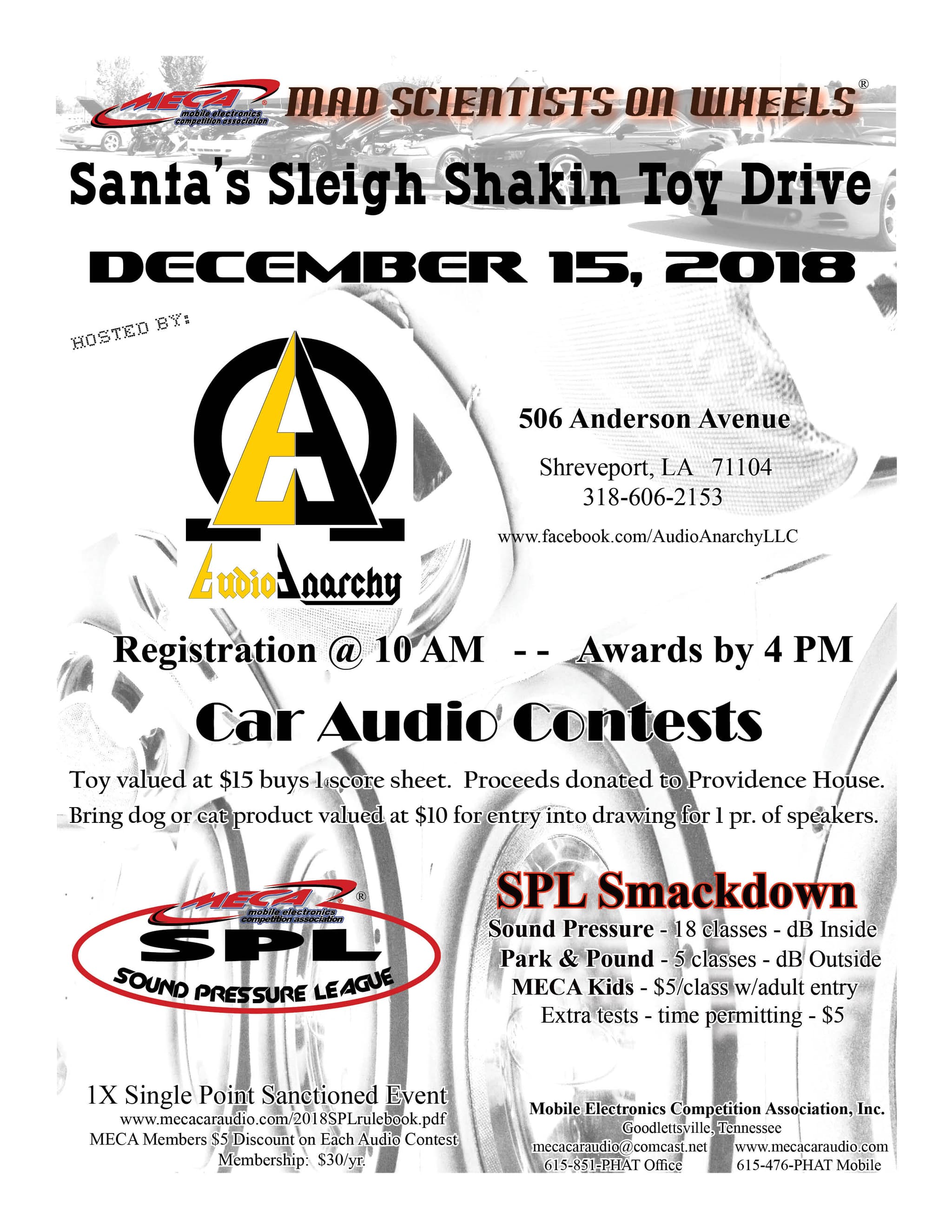 Santa's Sleigh Shakin Toy Drive Flyer