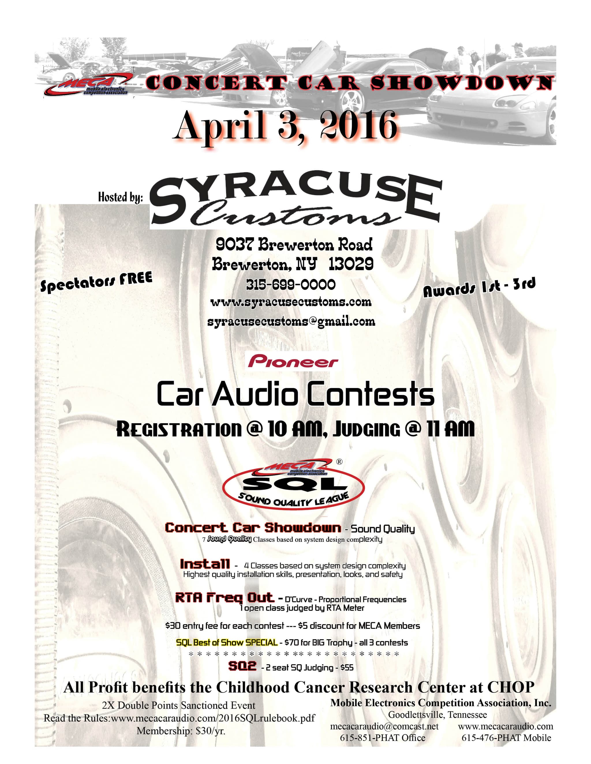 Syracuse Concert Car Showdown Flyer