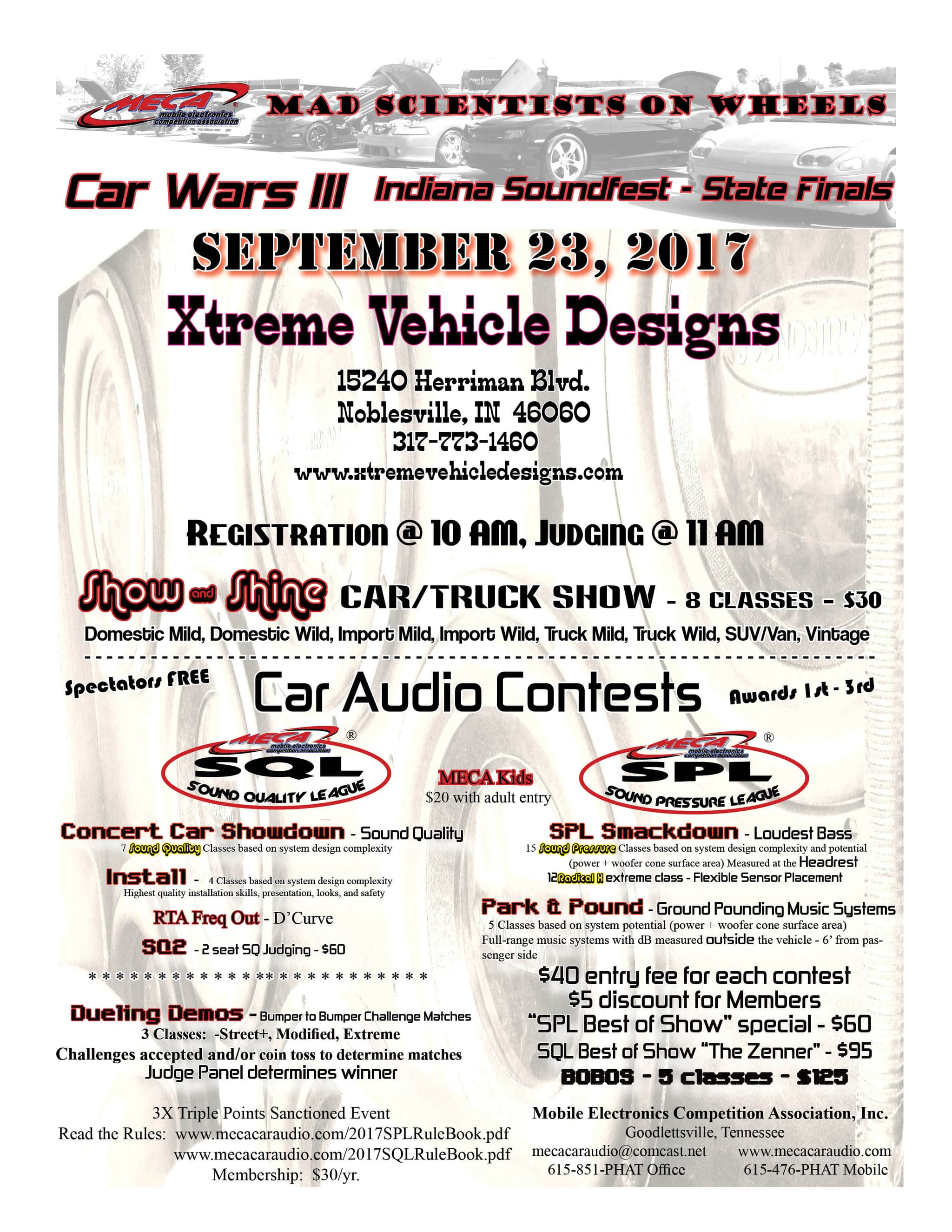 Car Wars III - Indiana Soundfest - State Finals Flyer