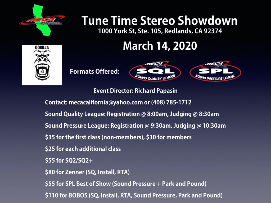 Tune Time Stereo Showdown sponsored by Gorilla Hz Flyer