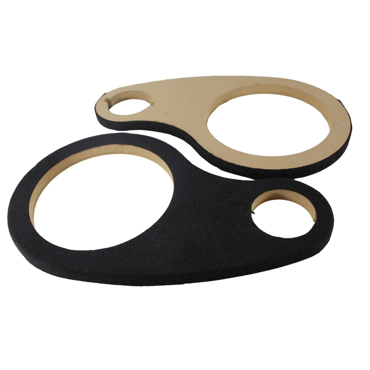 Pair of Carpeted Wood 8" Speaker Rings with 3" Tweeter Openings for Installation