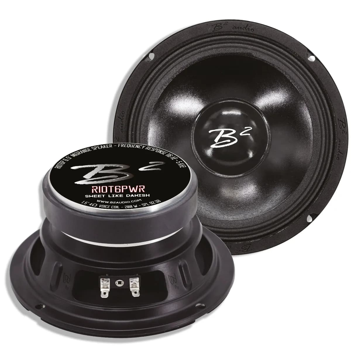RIOT Series 6.5" 4-Ohm 100W RMS Mid-Range Speakers UV/Water Resistant Cone, Sold in Pairs RIOT6PWR