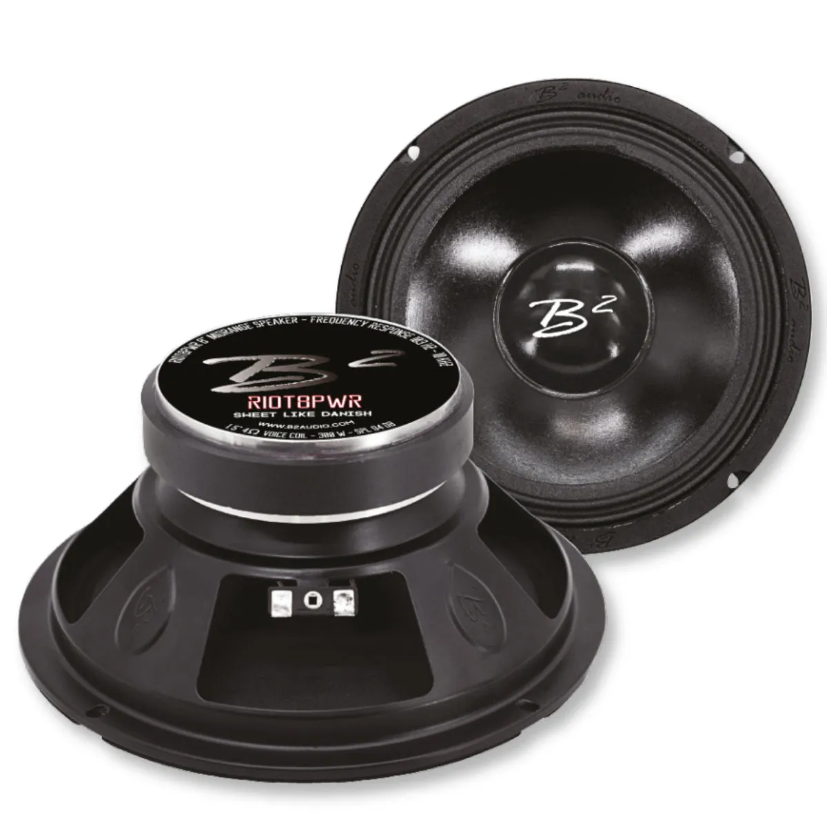 RIOT Series 8" 4-Ohm 150W RMS Mid-Range Speakers UV/Water Resistant Cone, Sold in Pairs RIOT8PWR