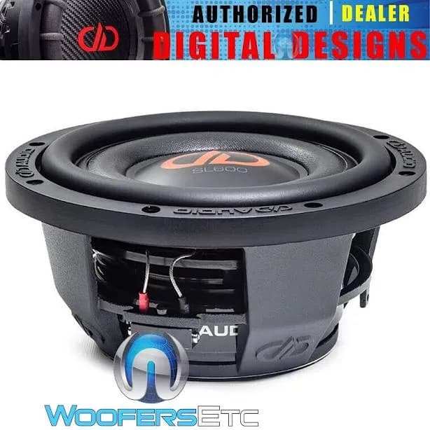 DD AUDIO SL608-D2 8" SLIM SHALLOW 600W DUAL 2-OHM CAR SUBWOOFER BASS SPEAKER | Digital Designs | Non-Enclosed Non-Powered | 300W