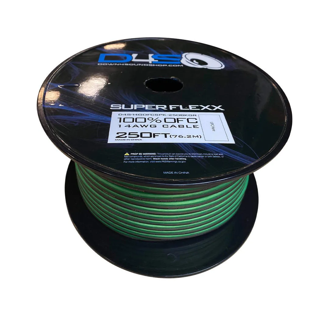 Down4Sound 250ft 14G OFC Speaker Wire ( Lime Green & Black )