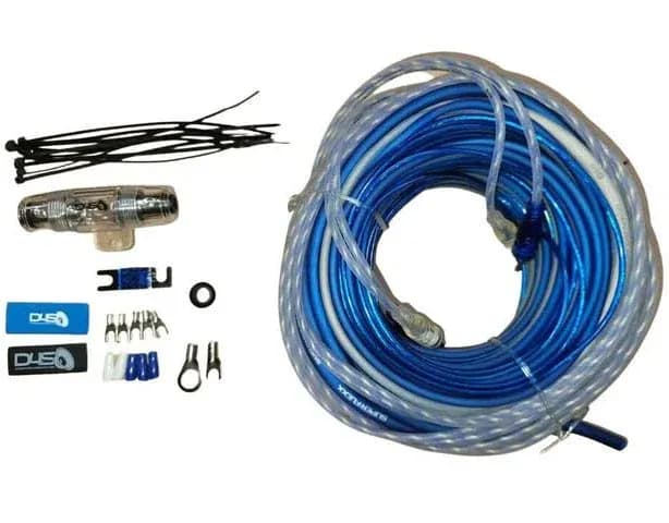DOWN4SOUND 8 GAUGE SILVER TINNED OFC AMPLIFIER INSTALL KIT ( BLUE/CLEAR )