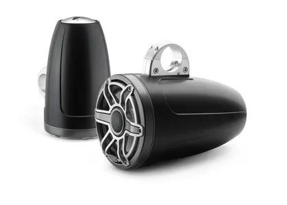8.8-inch (224 mm) Enclosed Tower Coaxial System, Satin Black Enclosure, Gunmetal Trim Ring, Titanium Sport Grille ETXv3 Enclosed Speaker