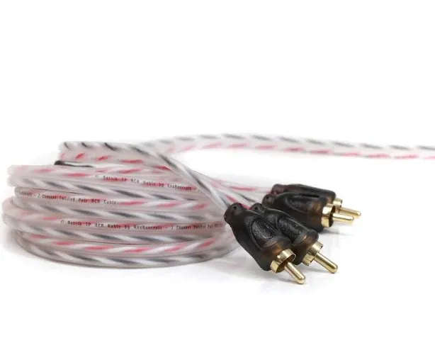 Konceptz Bassik Twisted Pair 2 Channel OFC RCA Cable 2 Meter Interconnect 6' | 5-9ft. | BKRCA2 | 0817069012574