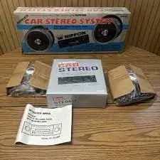 VTG New Old Stock Complete Car Stereo System Nippon 5” Speakers Cassette Player