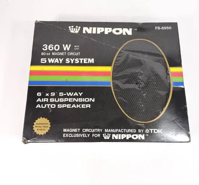 Vtg Nippon Tdk Fs-6950 360w 80 Oz Magnet 5 Way System 6x9 Speaker