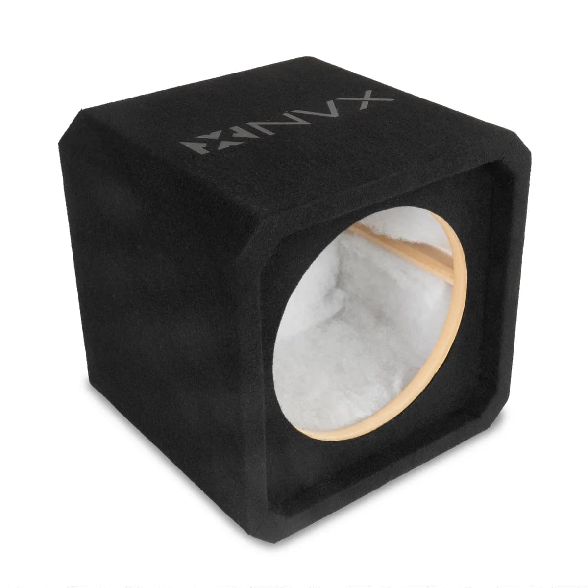 NE101S Single 10" Sealed 3/4" MDF Black Carpeted Subwoofer Enclosure – 0.65 Cu. Ft. with Polyfil and NVX Logo