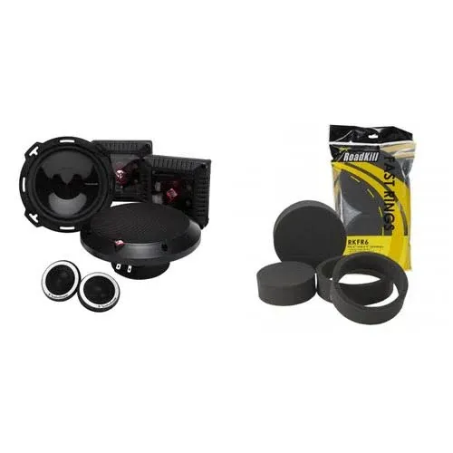 Rockford Fosgate T1650-S 6.5" 2-Way System with 1 Pair Roadkill Fast Rings - Sound deadening system with foam material, black matte finish, includes adhesive backing - Ideal for enhancing car audio performance.