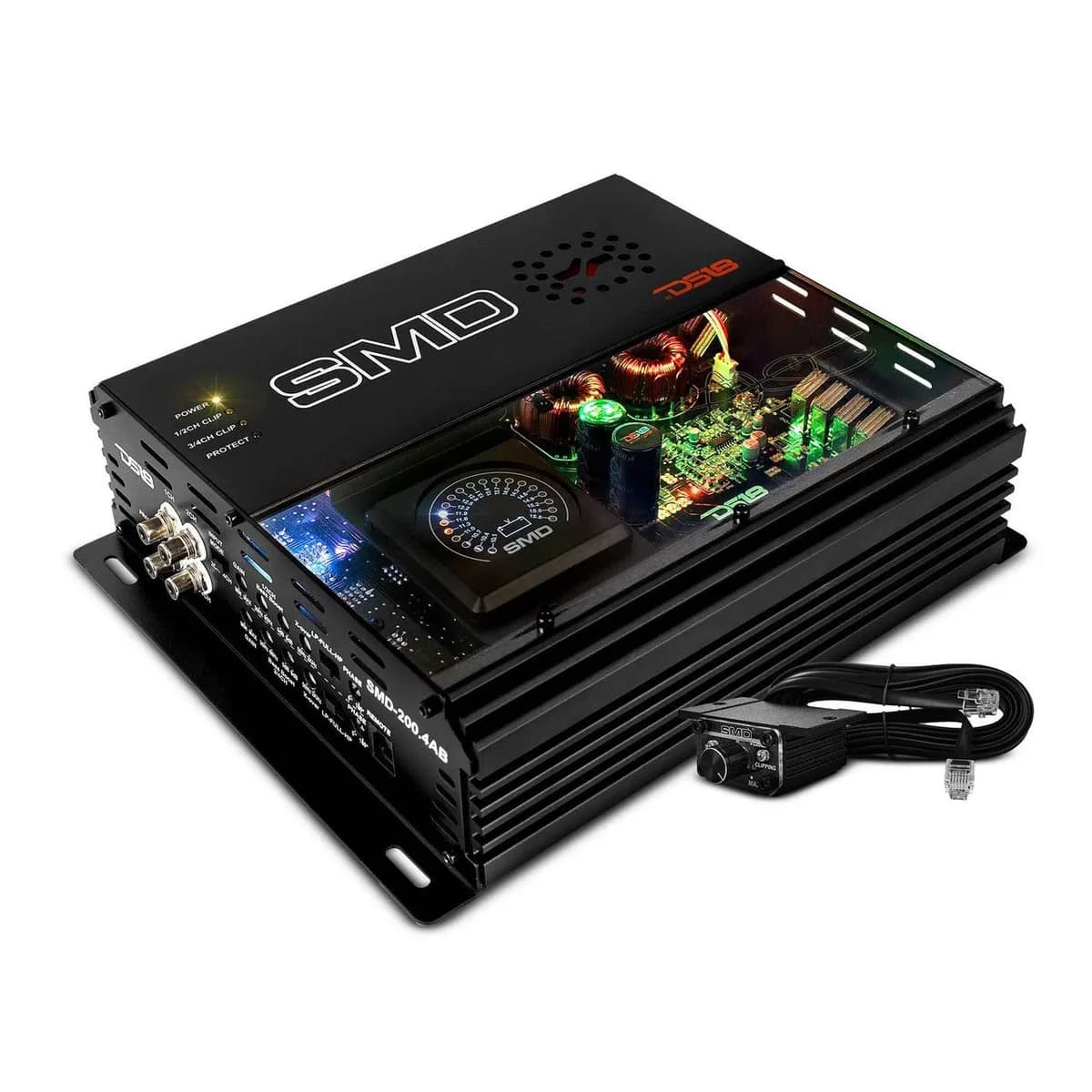 SMD 4-Channel Class AB Amplifier with VM-1 Voltmeter and Digital LED Lights 4 x 500W at 2-Ohm - Steve Meade Designs