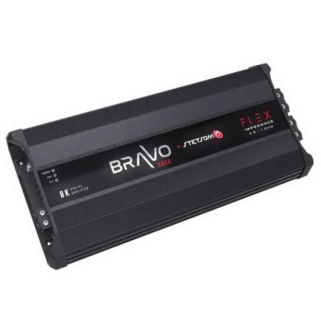 BRAVO BASS Flex 8K 0.5~1ohm (Auto) Mono Class D Car Audio Amplifier, Automatic Impedance System 0.5 to 1 Ohm