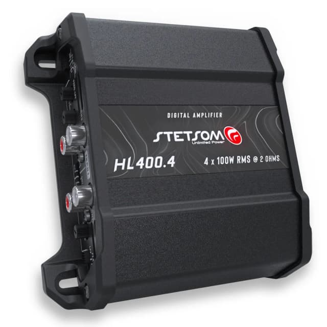 HL 400.1 Class D Full Range Amplifier 4 Channel 400 Watts, RCA Input and High Wire Input, Variable Crossover - 2 Ohms