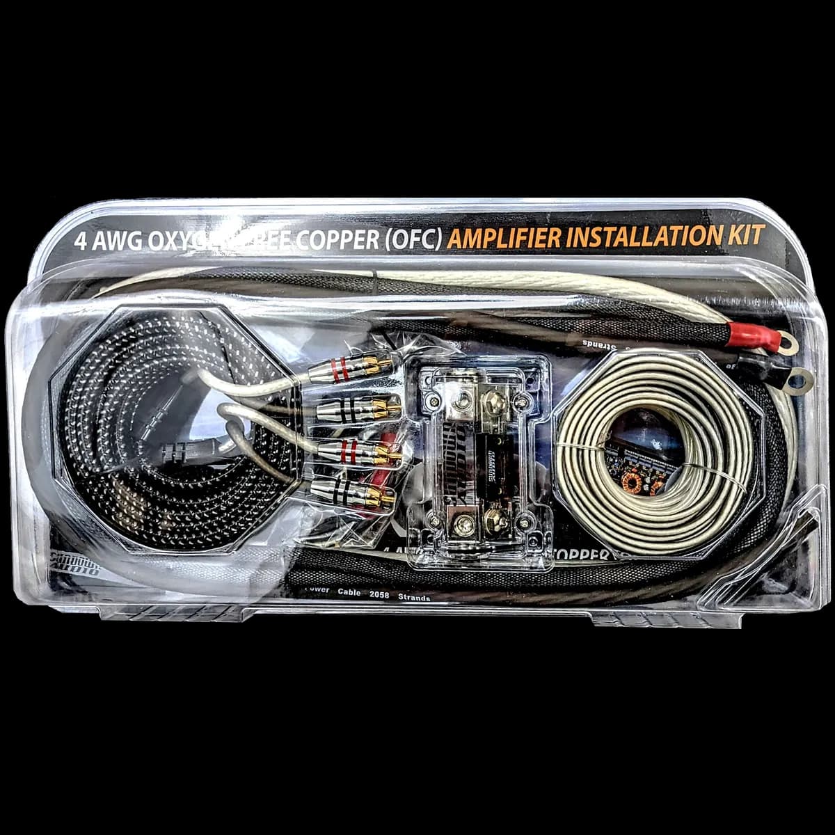 4 Gauge AWG Silver/Black OFC Amplifier Wire Kit