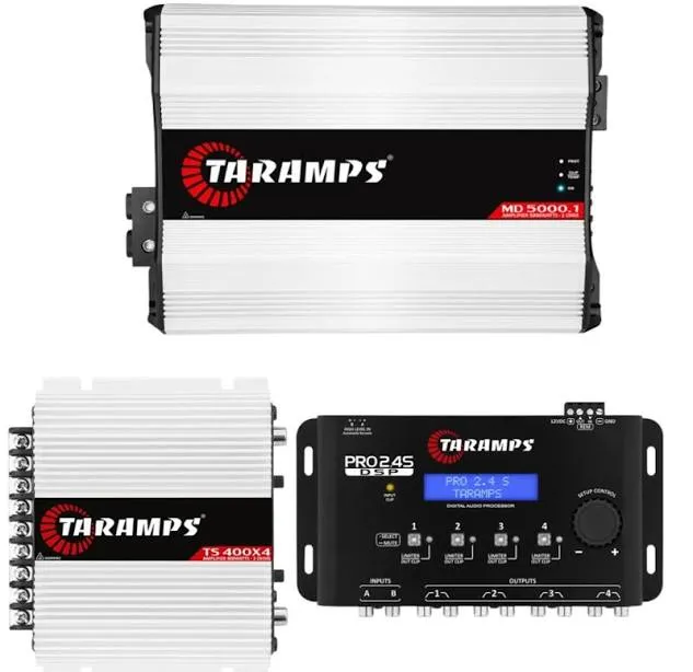 Md 5000.1ohm 5000 Watts + Ts 400x4 2ohm + Pro 2.4s Crossover