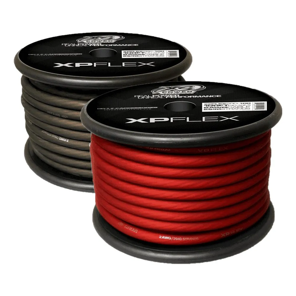 2 AWG Gauge XP Flex Car Audio Power and Ground Cable 100ft Spool Electrical Wire