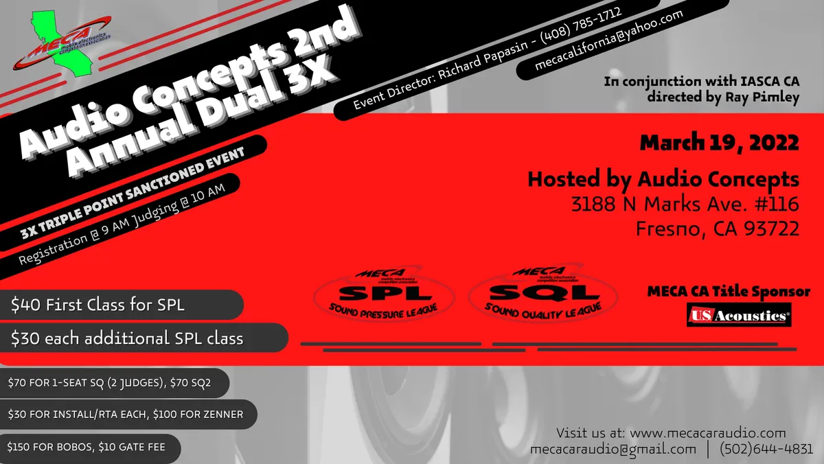 Audio Concepts 2nd Annual Dual 3X Flyer