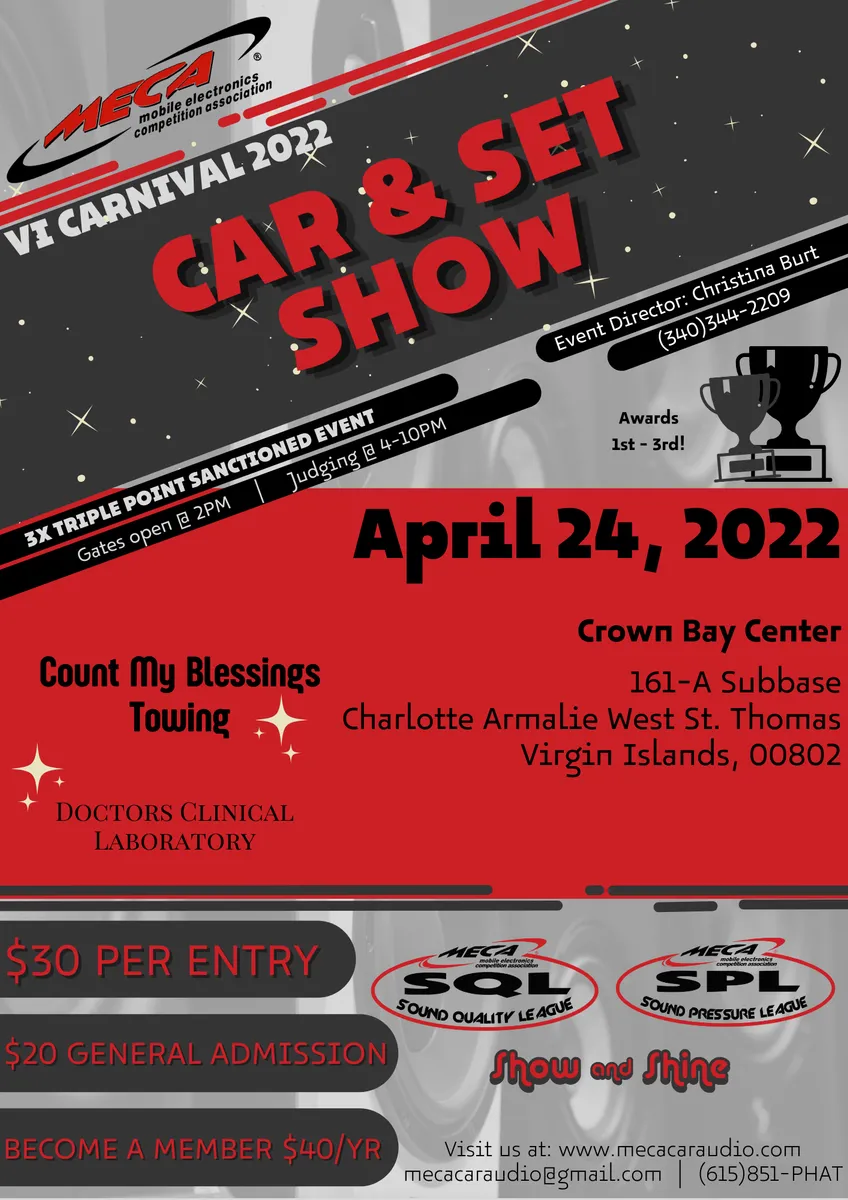 VI Carnival 2022 Car & Set Show Flyer