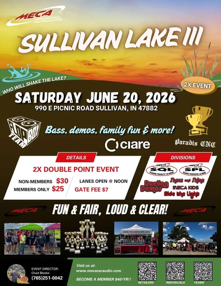MECA Sullivan Lake III โ Car Audio Competition & Family Fun Day!