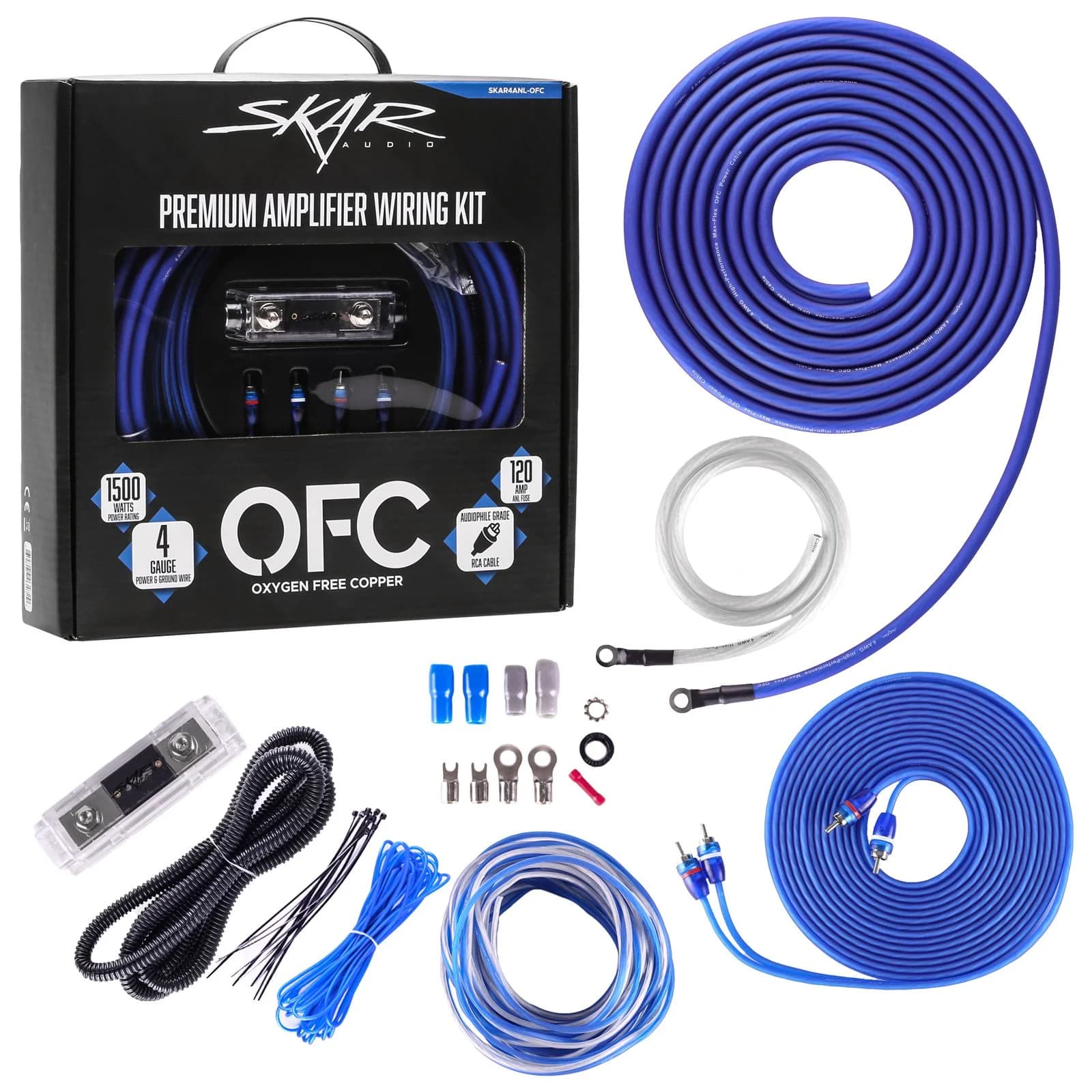 Skar Audio SKAR4ANL-OFC | 4 Gauge - 1,500 Watt OFC Amplifier Wiring Kit