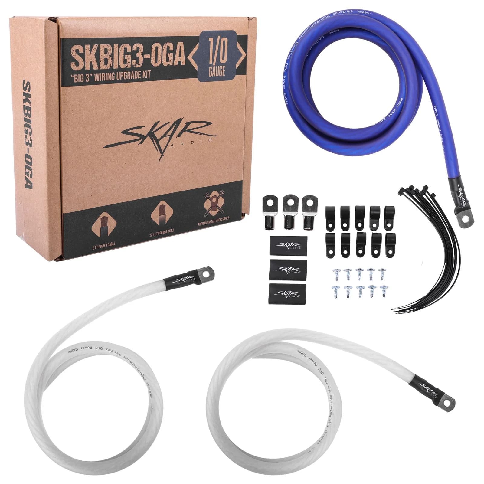 Skar Audio SKBIG3-0GA | 1/0 Gauge "Big 3" OFC Wiring Upgrade Kit