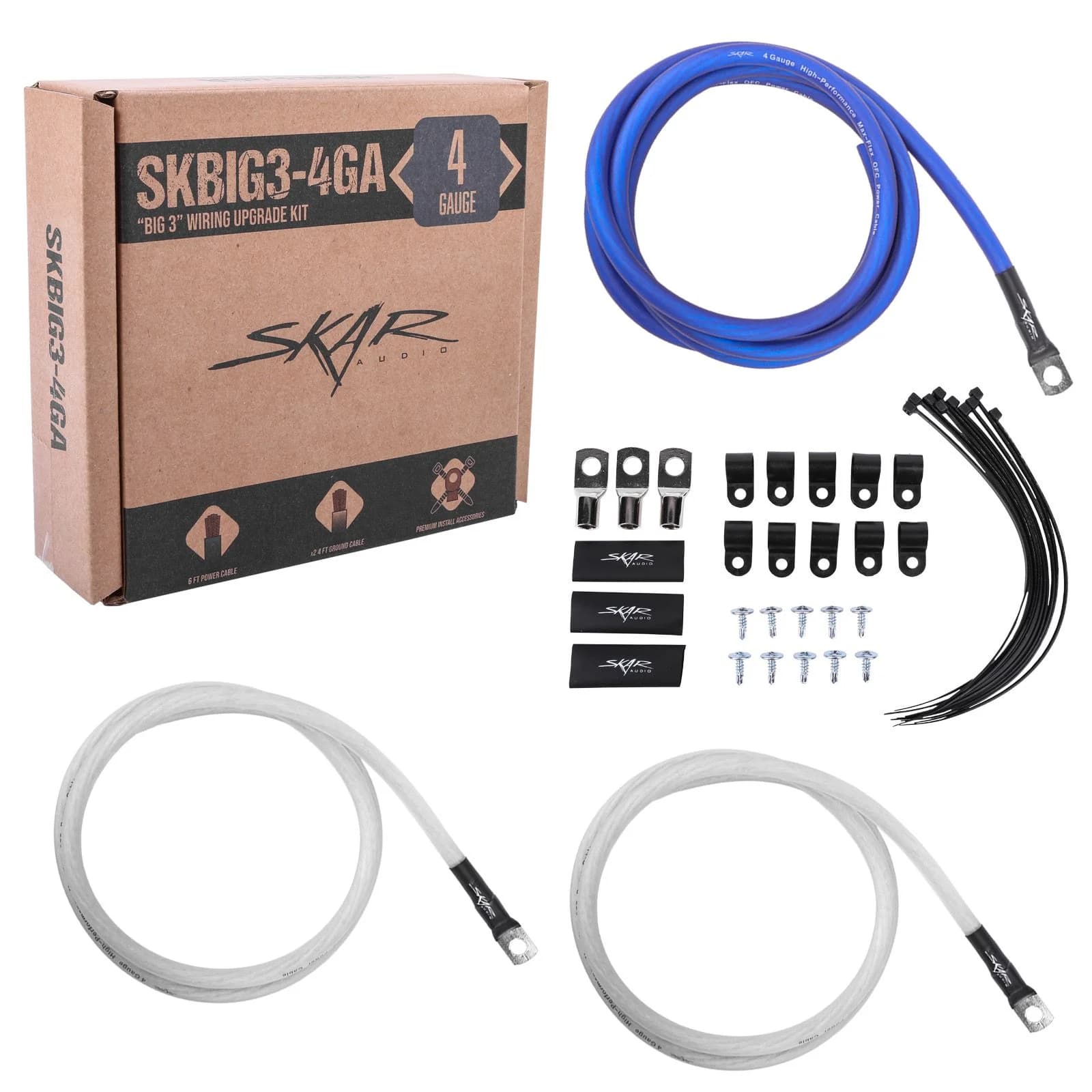 Skar Audio SKBIG3-0GA | 1/0 Gauge "Big 3" OFC Wiring Upgrade Kit