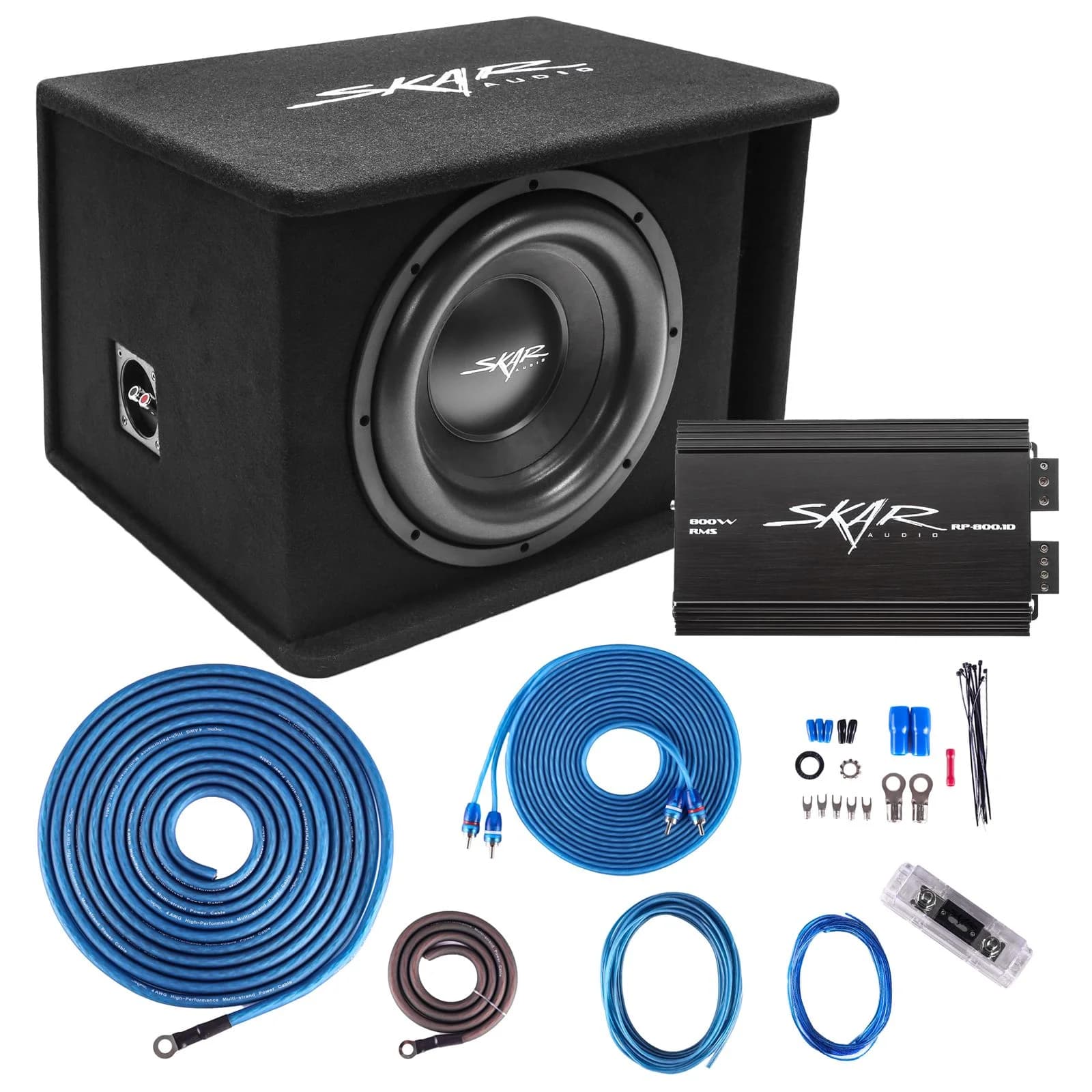 Skar Audio Dual 10" 2,400 Watt SDR Series Complete Subwoofer Package with Vented Enclosure and Amplifier