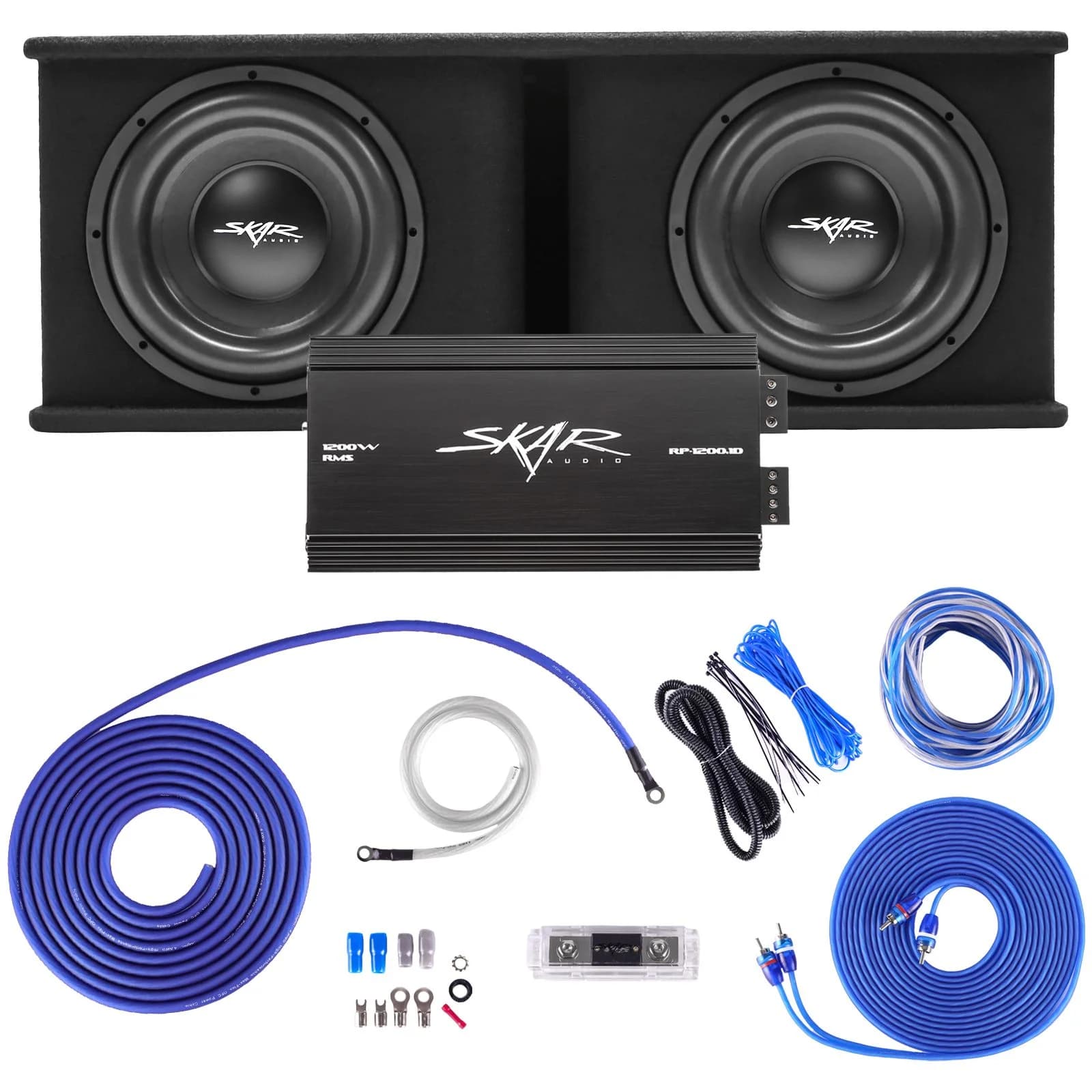 Skar Audio Dual 10" 2,400 Watt SDR Series Complete Subwoofer Package with Vented Enclosure and Amplifier