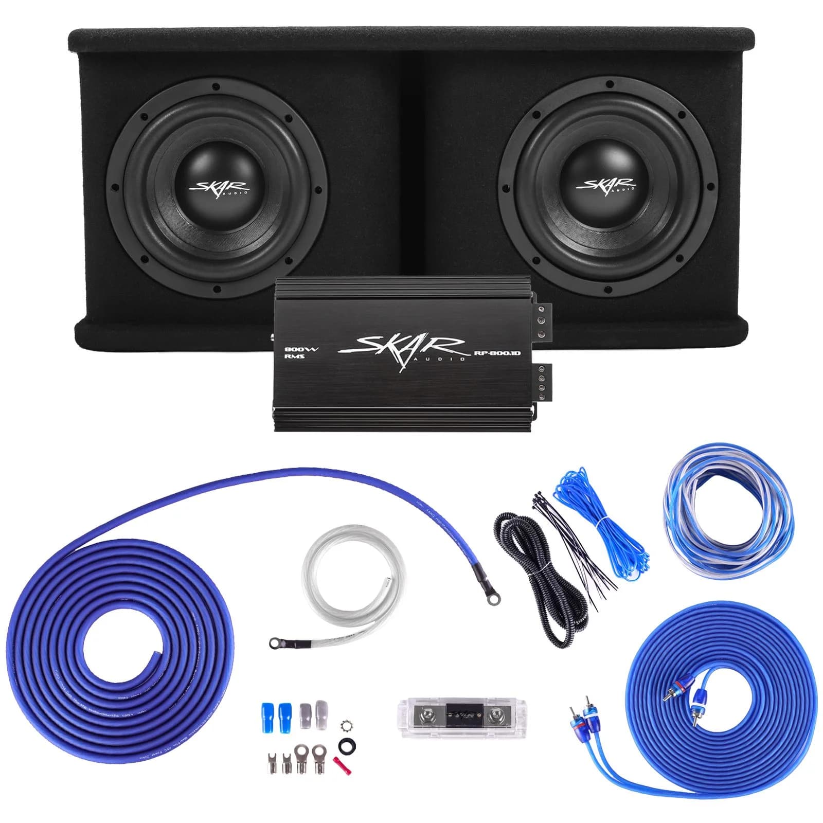 Skar Audio Dual 10" 2,400 Watt SDR Series Complete Subwoofer Package with Vented Enclosure and Amplifier