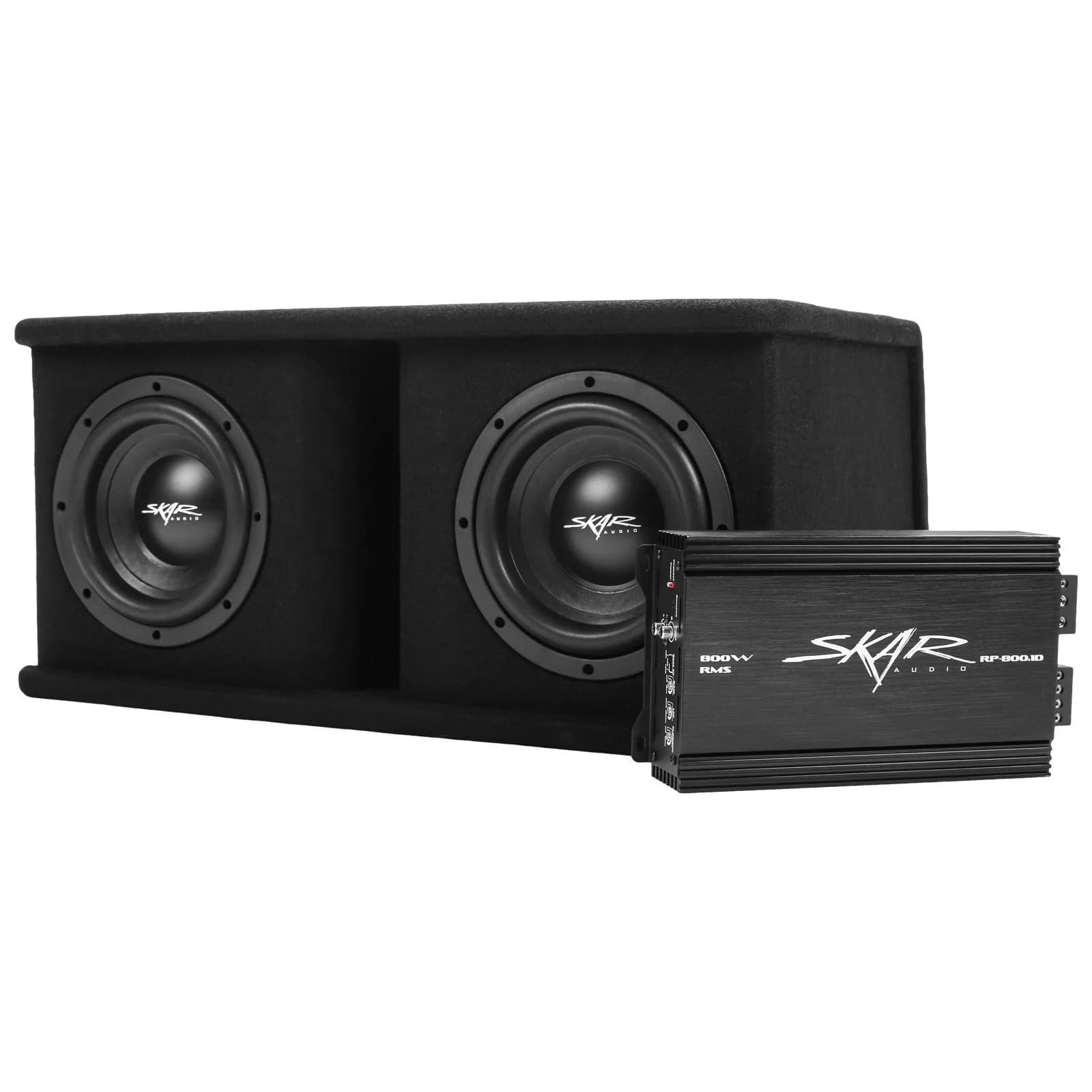 Skar Audio Dual 10" 2,400 Watt SDR Series Complete Subwoofer Package with Vented Enclosure and Amplifier