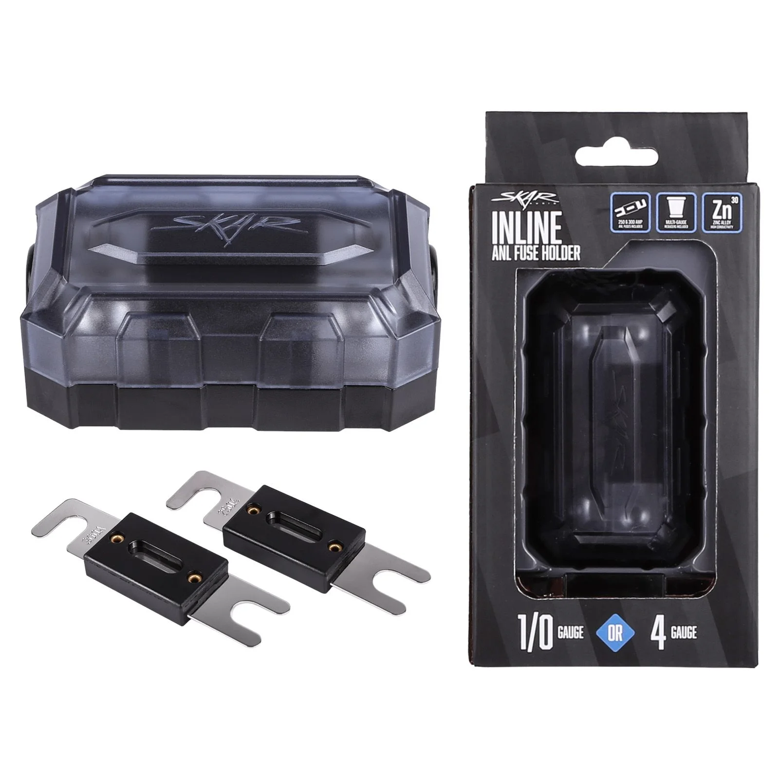 Skar Audio SK-FUSE-BLK-PROANL | 1/0 or 4 Gauge Pro Series Inline ANL Fuse Holder