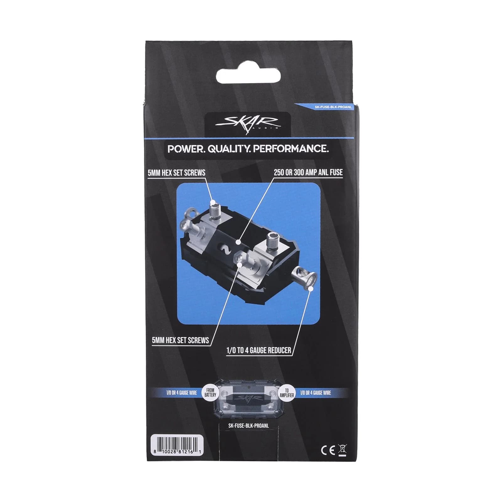 Skar Audio SK-FUSE-BLK-PROANL | 1/0 or 4 Gauge Pro Series Inline ANL Fuse Holder