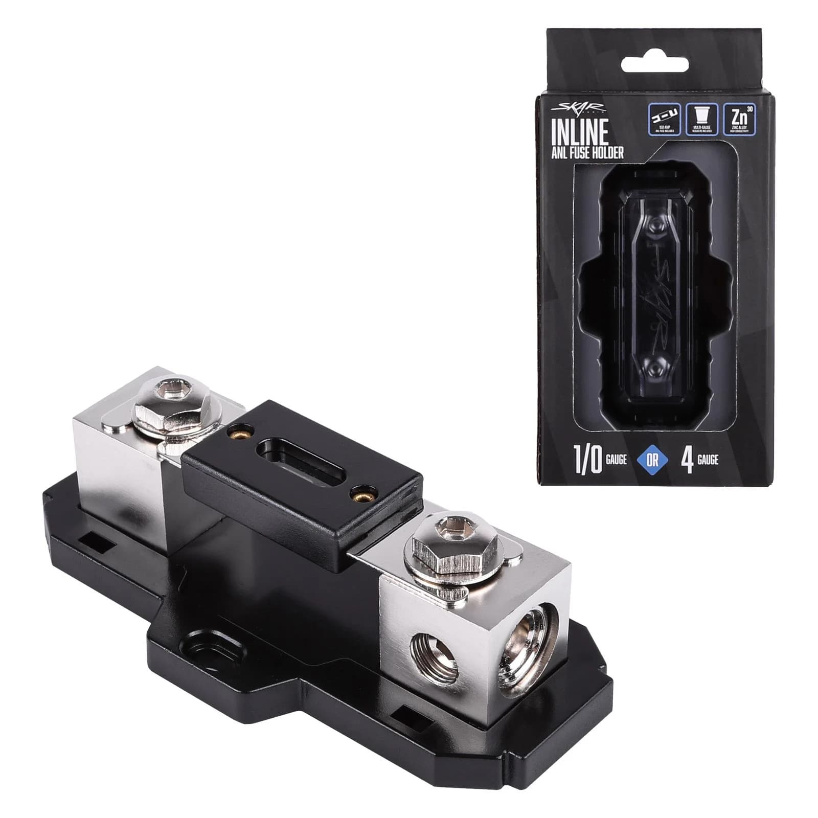 Skar Audio SK-INLINE-FUSEANL150 | 1/0 or 4 Gauge Inline ANL Fuse Holder - 150 Amp ANL Fuse