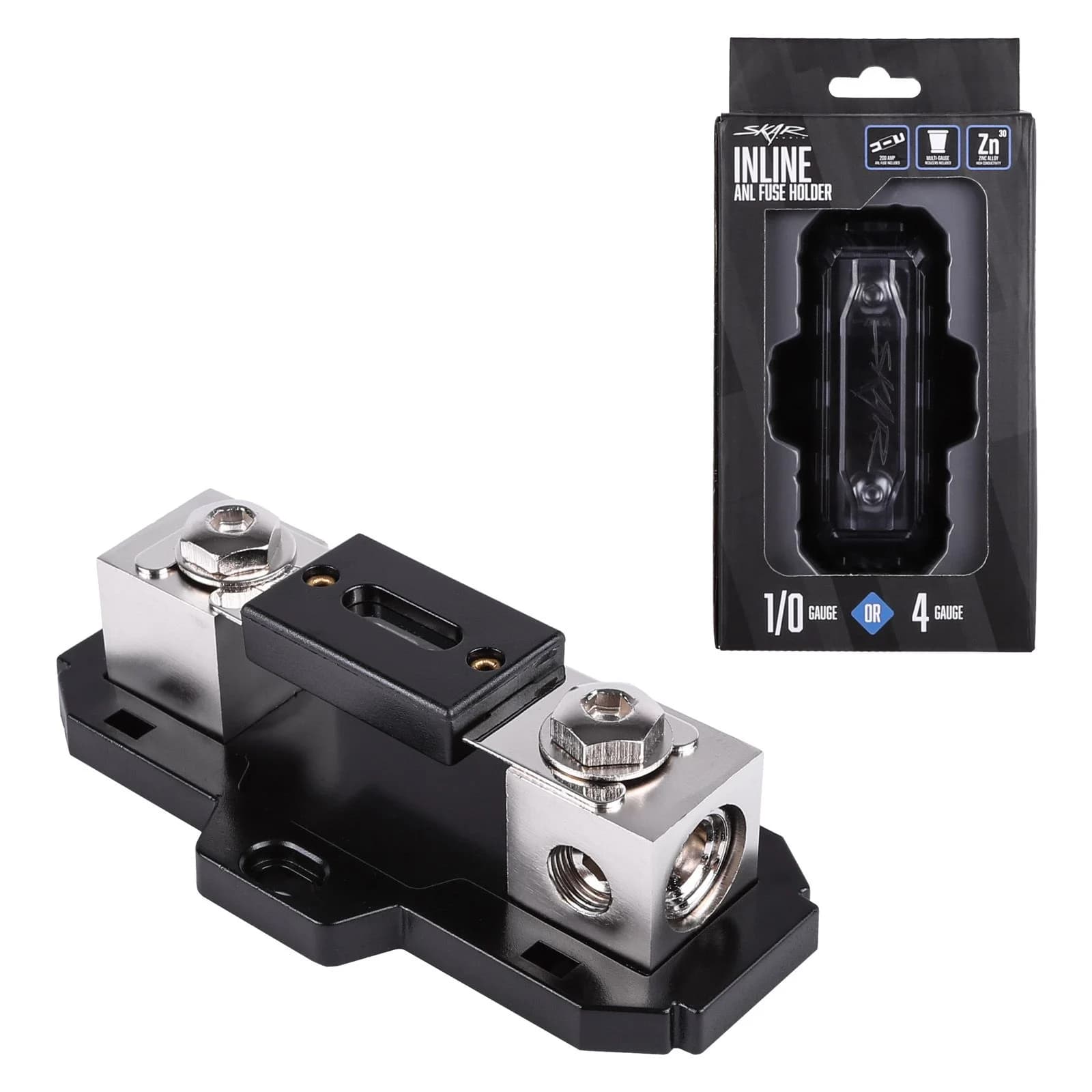 Skar Audio SK-INLINE-FUSEANL200 | 1/0 or 4 Gauge Inline ANL Fuse Holder - 200 Amp ANL Fuse