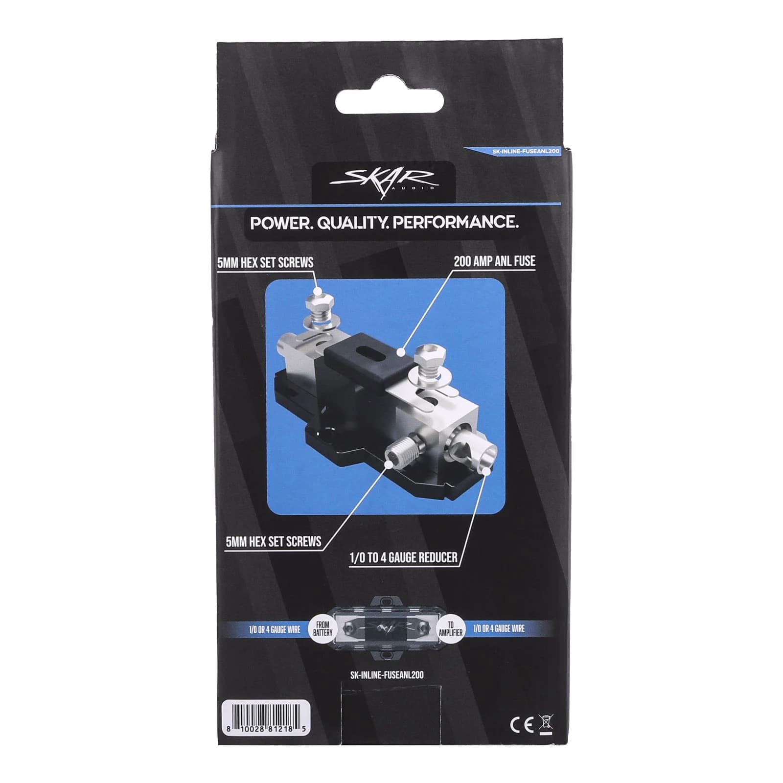 Skar Audio SK-INLINE-FUSEANL200 | 1/0 or 4 Gauge Inline ANL Fuse Holder - 200 Amp ANL Fuse