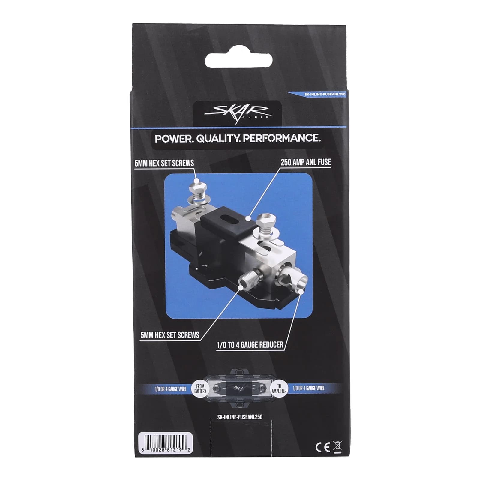 Skar Audio SK-INLINE-FUSEANL250 | 1/0 or 4 Gauge Inline ANL Fuse Holder - 250 Amp ANL Fuse