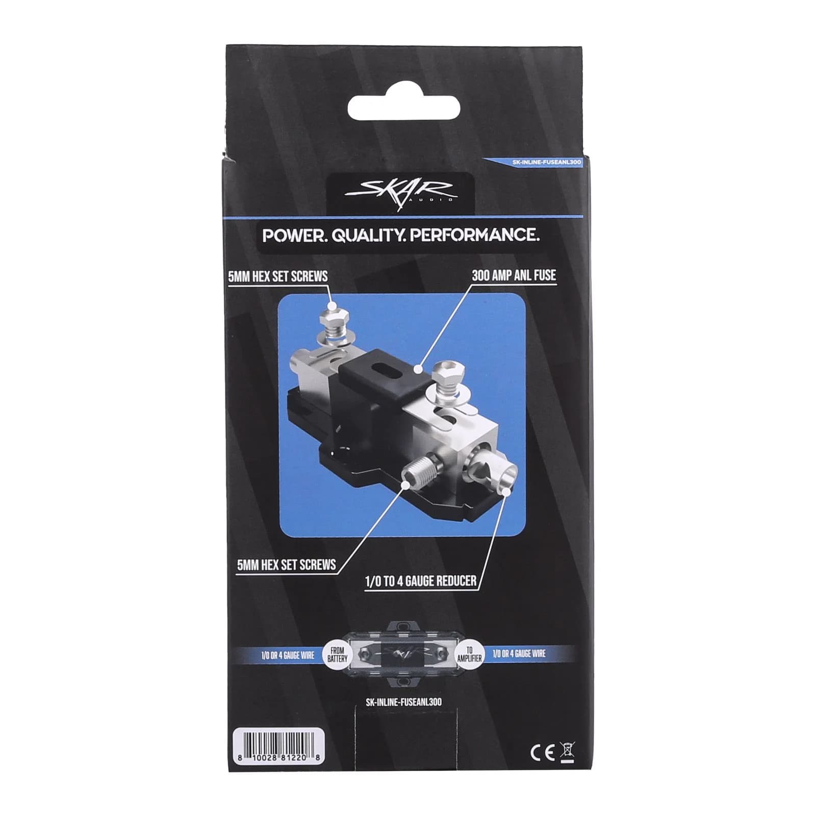 Skar Audio SK-INLINE-FUSEANL300 | 1/0 or 4 Gauge Inline ANL Fuse Holder - 300 Amp ANL Fuse