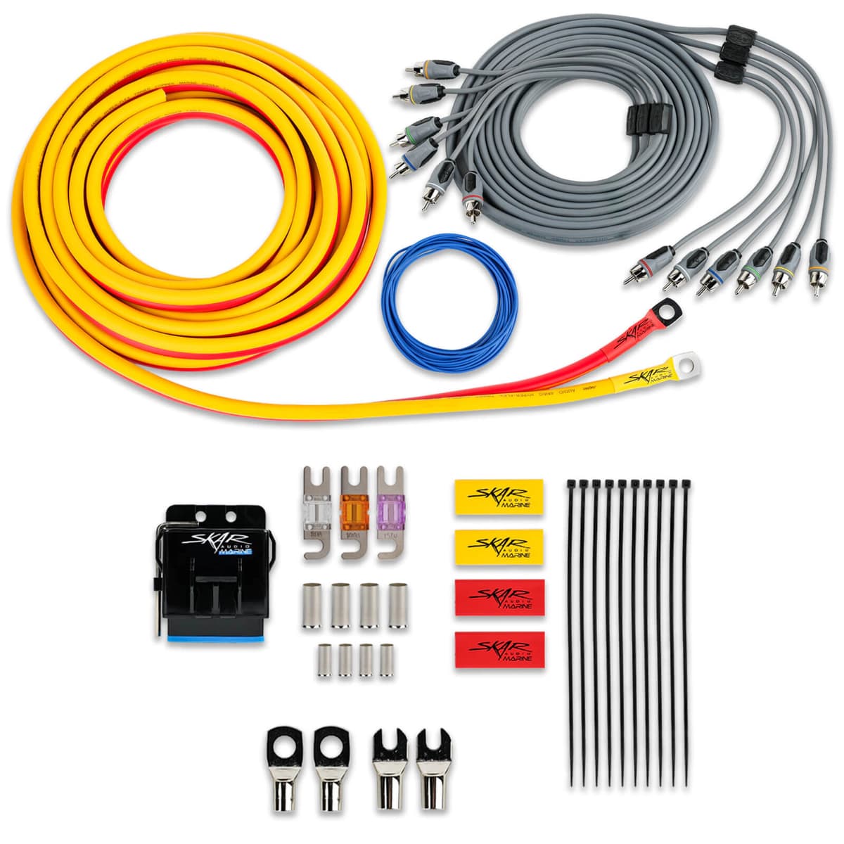 SKM4GAOFC | 4 Gauge - 1,500 Watt OFC Marine Grade Amplifier Wiring Kit