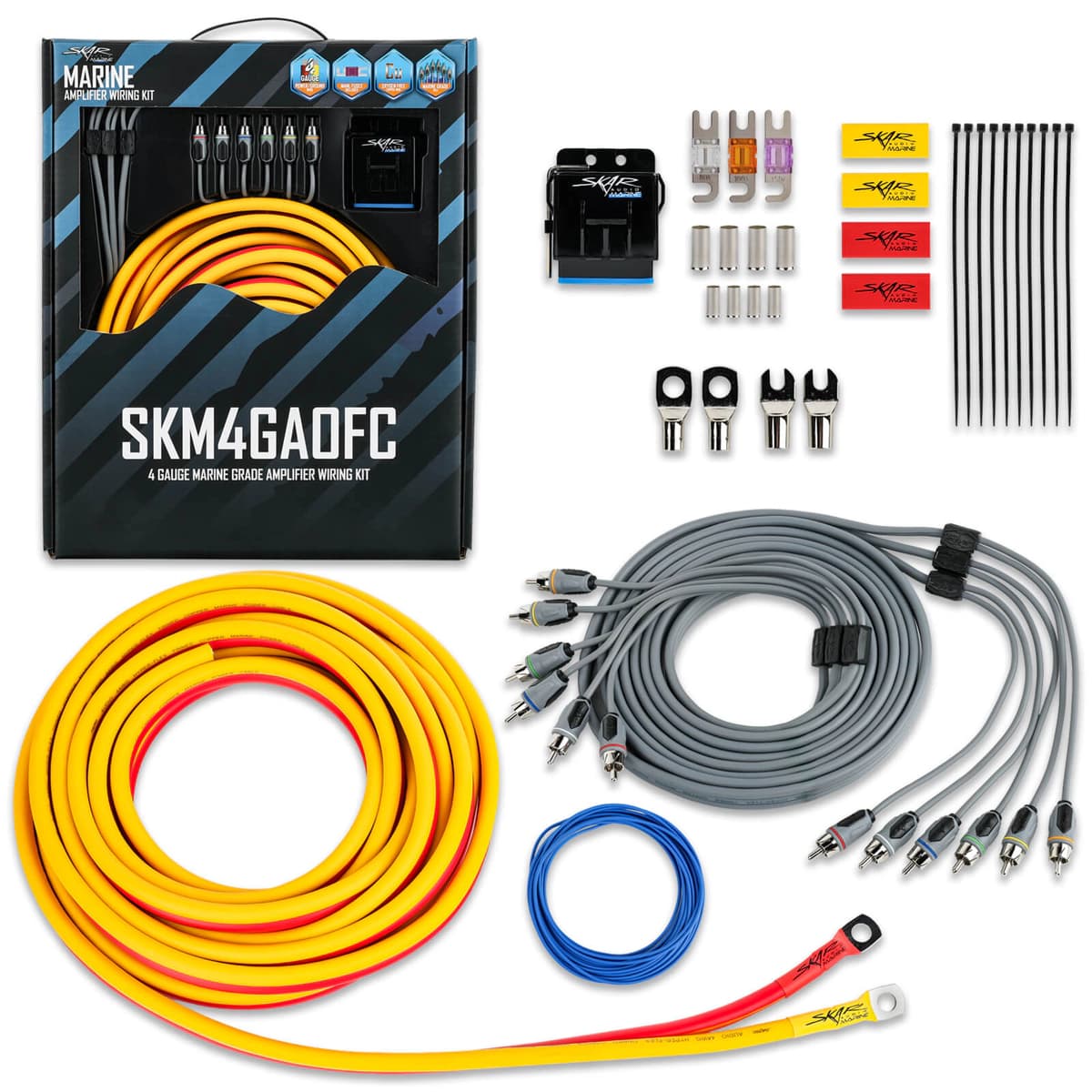 Skar Audio SKM4GAOFC | 4 Gauge - 1,500 Watt OFC Marine Grade Amplifier Wiring Kit