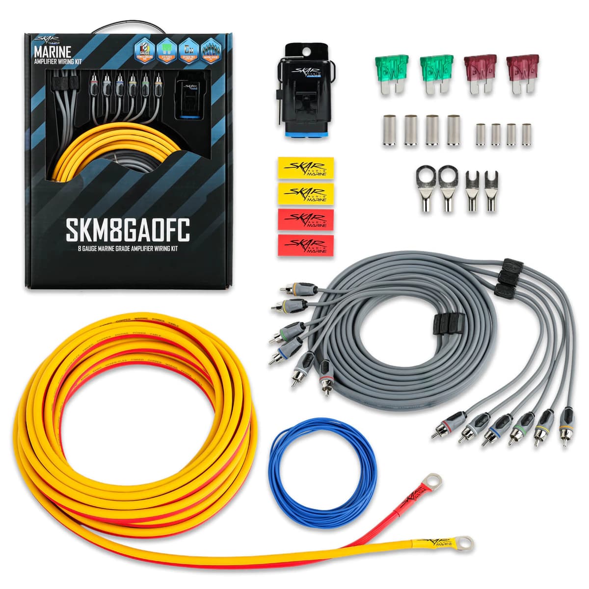 Skar Audio SKM8GAOFC | 8 Gauge - 800 Watt OFC Marine Grade Amplifier Wiring Kit