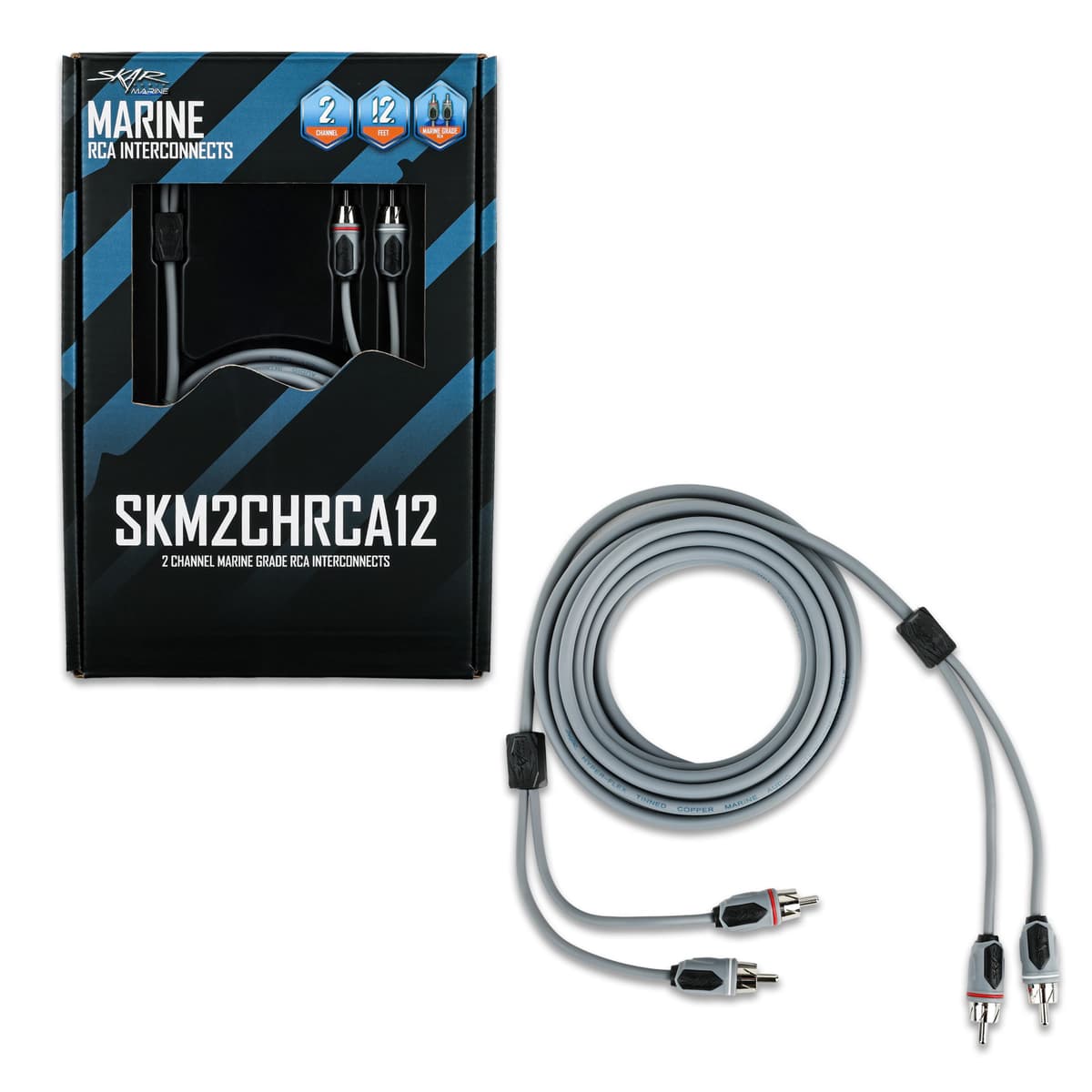 Skar Audio SKM2CHRCA12 | 12 Ft 2-Channel Marine Grade RCA Interconnect Cable