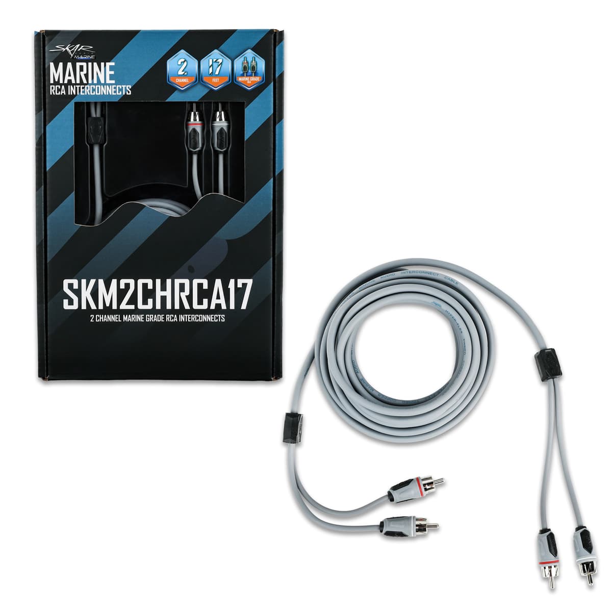 Skar Audio SKM2CHRCA17 | 17 Ft 2-Channel Marine Grade RCA Interconnect Cable