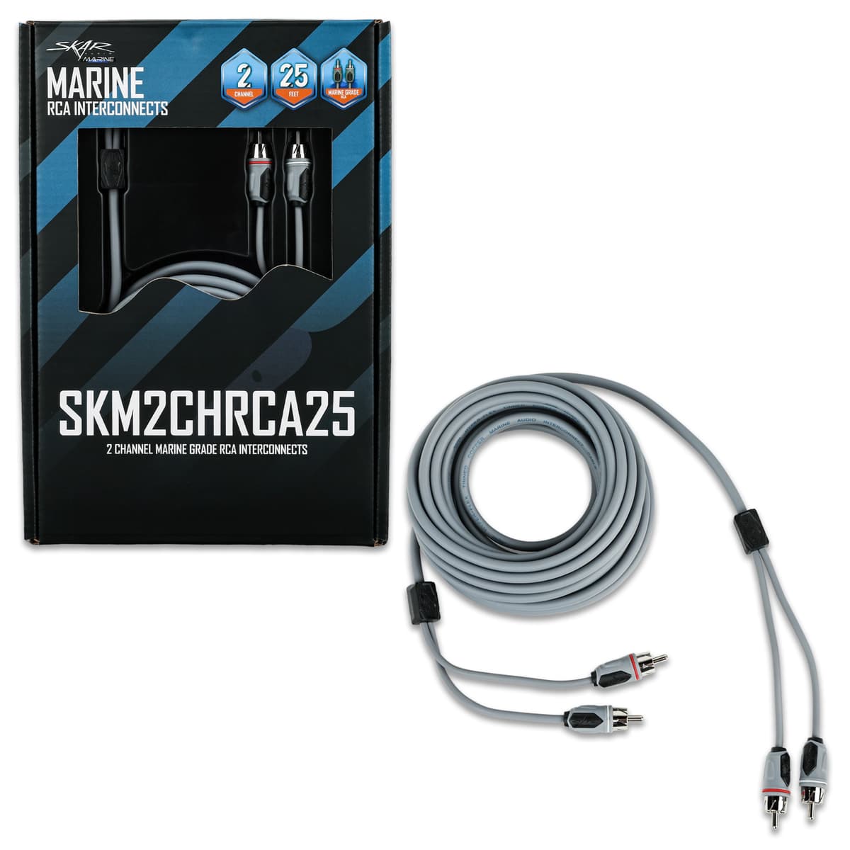 Skar Audio SKM2CHRCA25 | 25 Ft 2-Channel Marine Grade RCA Interconnect Cable