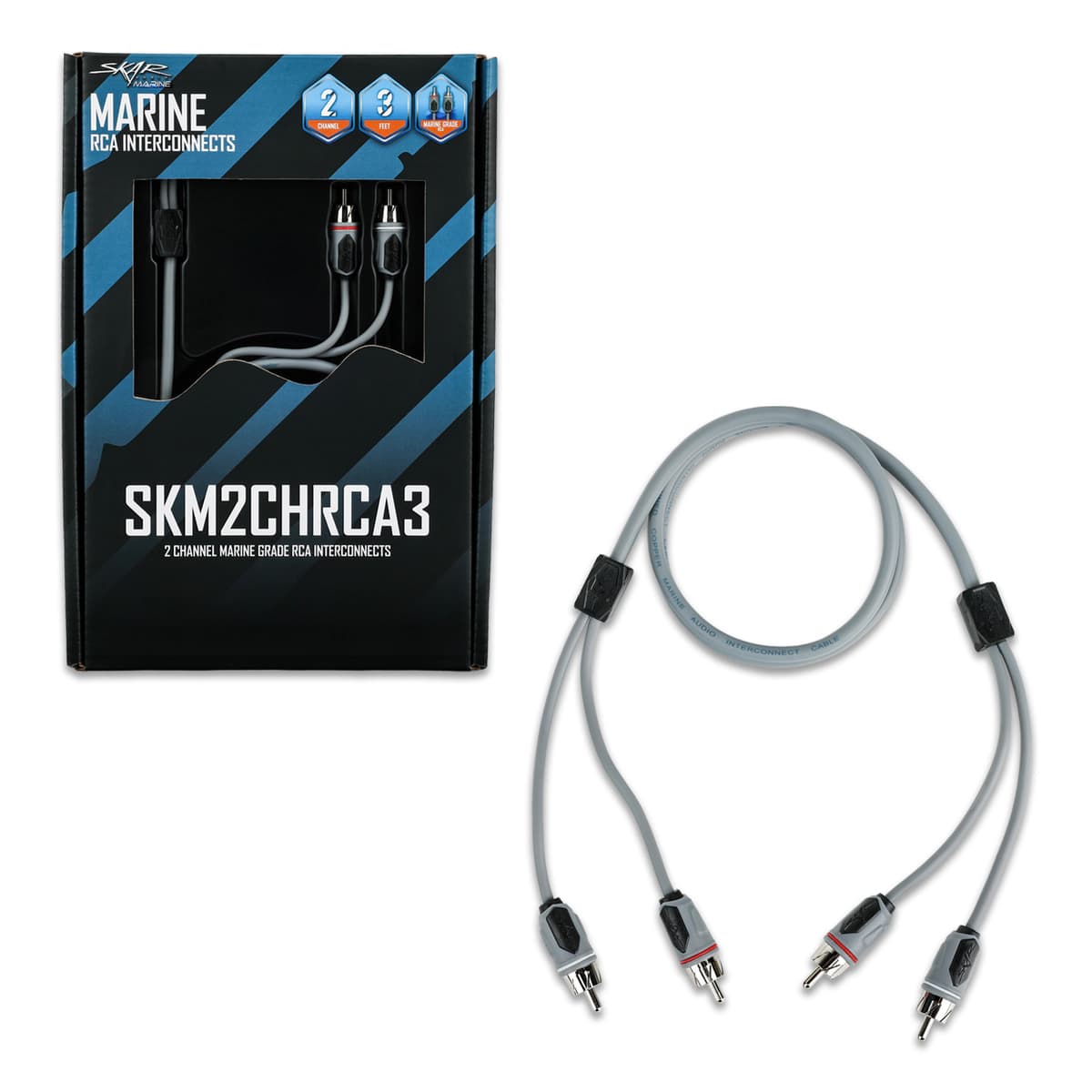Skar Audio SKM2CHRCA3 | 3 Ft 2-Channel Marine Grade RCA Interconnect Cable