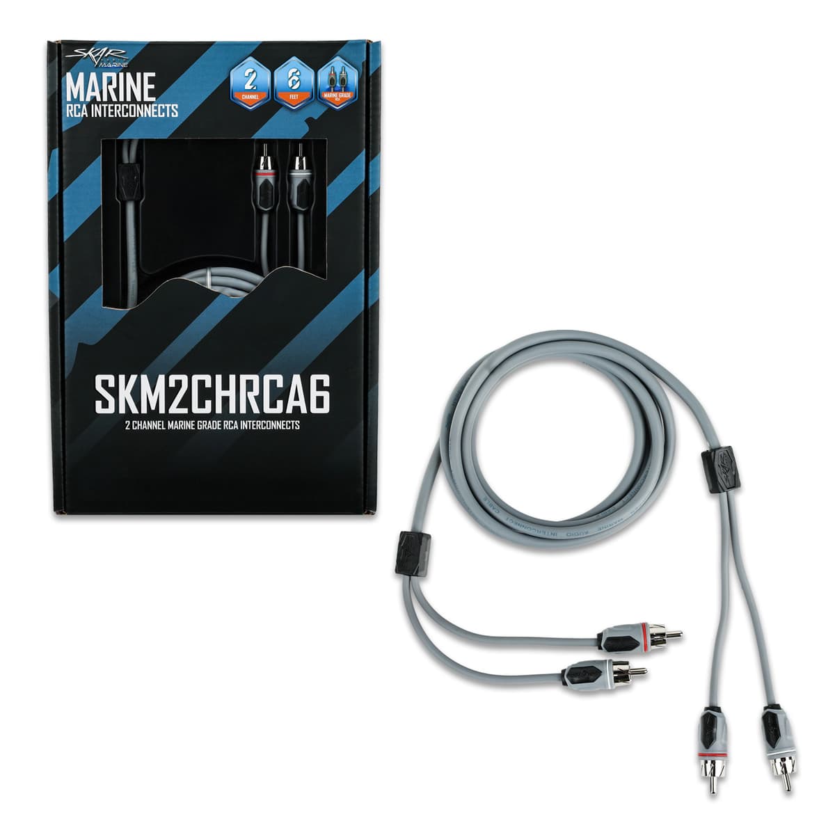 Skar Audio SKM2CHRCA6 | 6 Ft 2-Channel Marine Grade RCA Interconnect Cable