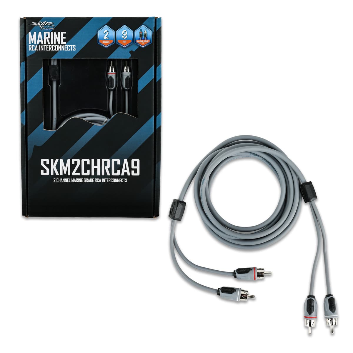 Skar Audio SKM2CHRCA9 | 9 Ft 2-Channel Marine Grade RCA Interconnect Cable
